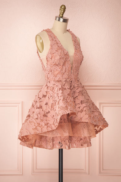 Sissilou Blush Lace Short A-Line Party Dress | Boutique 1861 side view