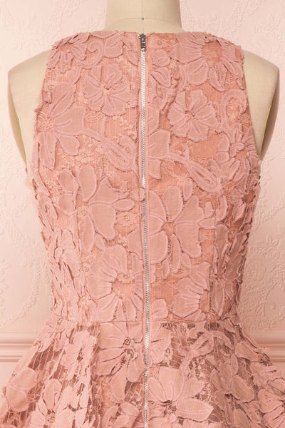 Sissilou Blush Lace Short A-Line Party Dress | Boutique 1861 back close-up