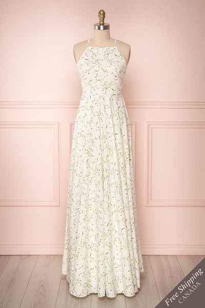 Sivanne Off-White Floral A-Line Maxi Dress | Boutique 1861