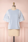 Siyuan Light Blue Floral Embroidered T-Shirt | Boutique 1861