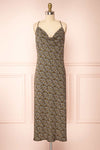 Skadi Black Floral Slip Dress w/ Crossed Straps | Boutique  1861 front view