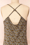 Skadi Black Floral Slip Dress w/ Crossed Straps | Boutique  1861 back close-up