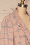 Skerries Rose Pink Plaid Blazer | Veston side close up | La Petite Garçonne