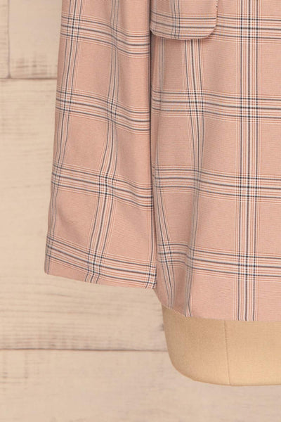 Skerries Rose Pink Plaid Blazer | Veston sleeves close up | La Petite Garçonne