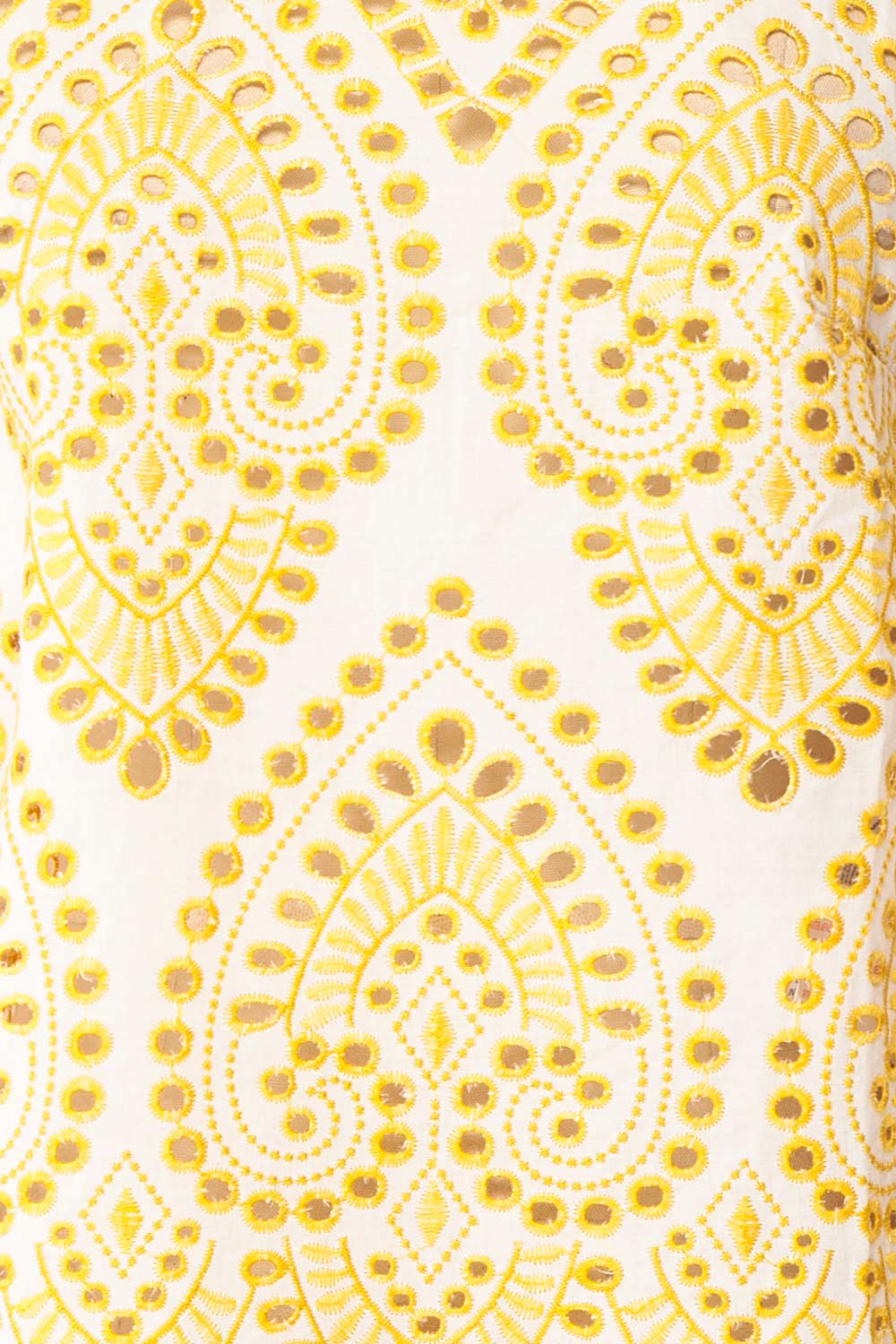 Skylar Yellow & White Embroidered Short Sleeve Top | Boutique 1861 fabric 