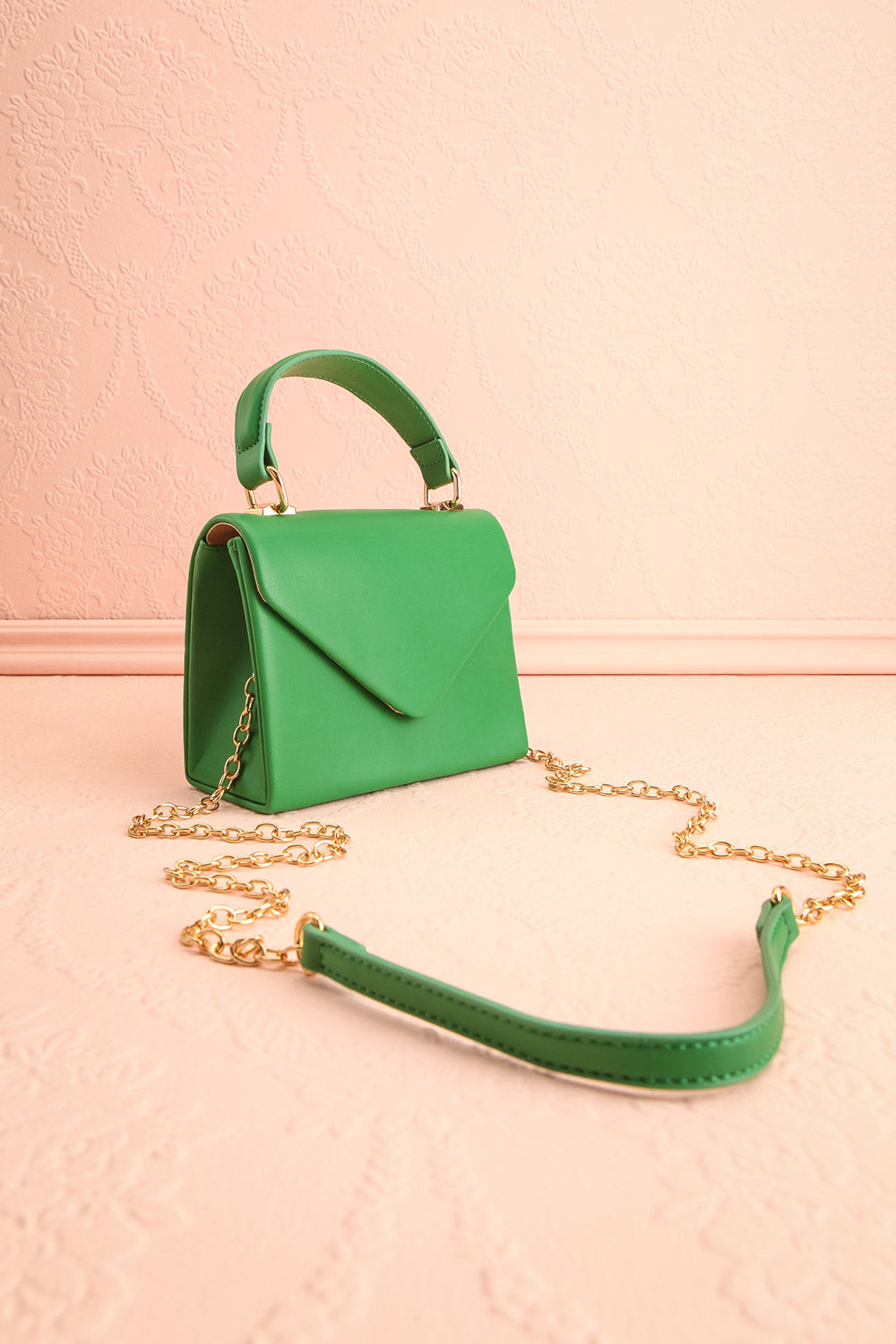 Slovia Green Small Handbag w/ Removable Chain Strap | Boutique 1861 side view