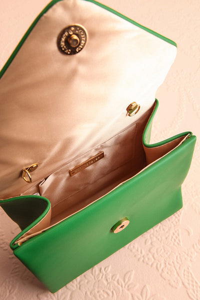 Slovia Green Small Handbag w/ Removable Chain Strap | Boutique 1861 inside view