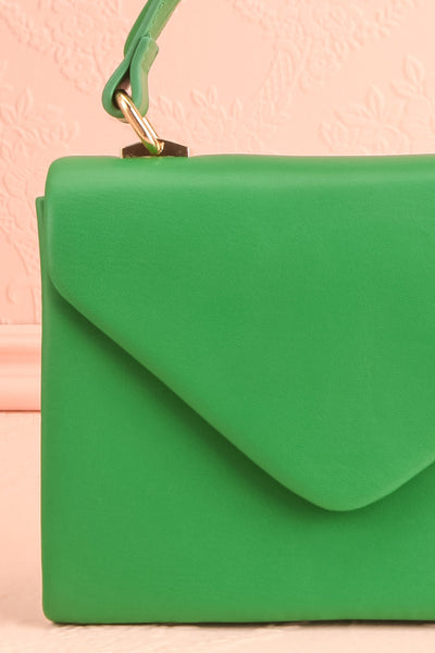 Slovia Green Small Handbag w/ Removable Chain Strap | Boutique 1861 front close-up