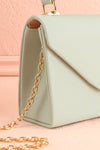 Slovia Mint Small Handbag w/ Removable Chain Strap | Boutique 1861 side close-up