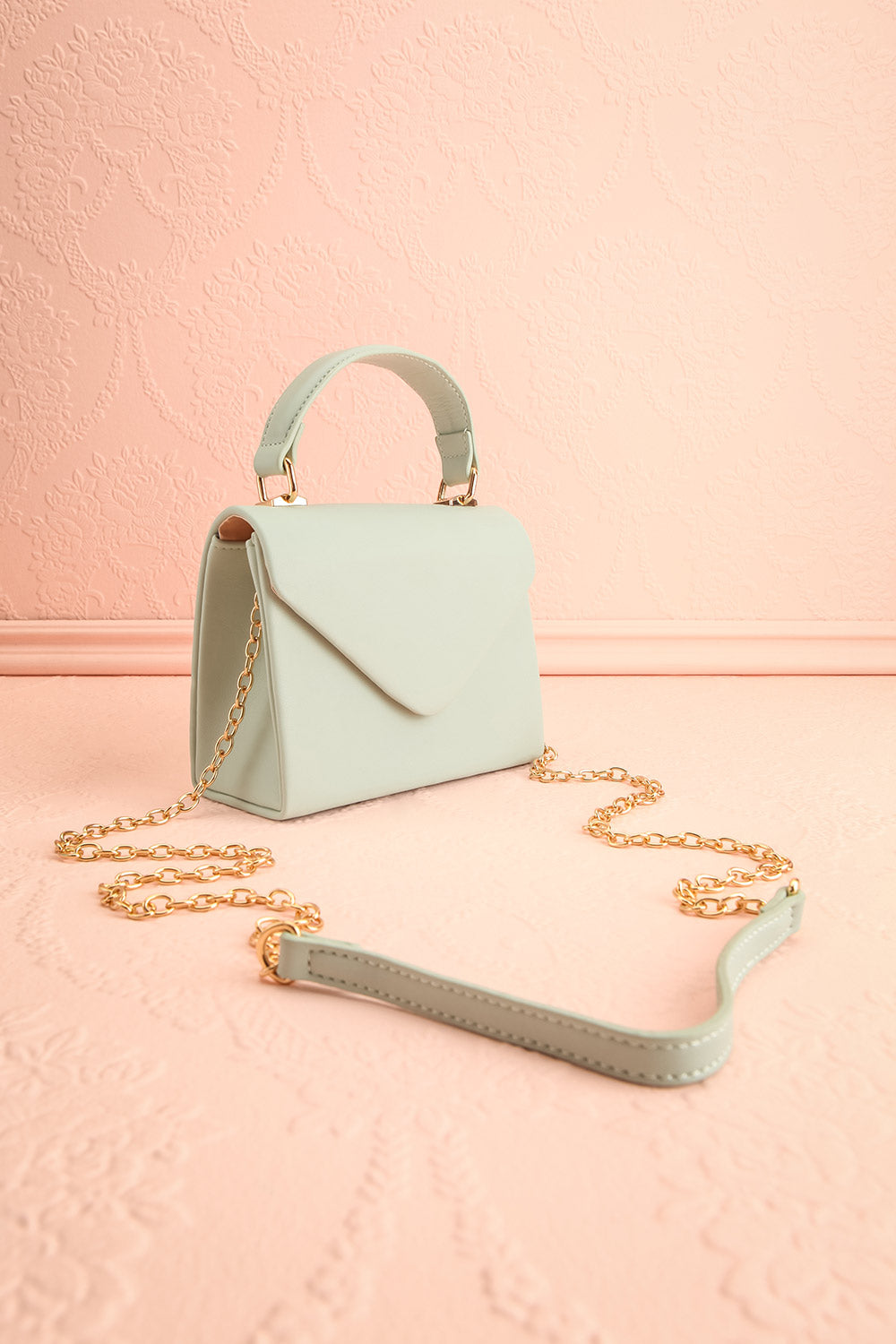 Slovia Mint Small Handbag w/ Removable Chain Strap | Boutique 1861 side view