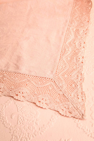 Jacquard Tablecloth Blush w Crochet Lace Trim | Boutique 1861