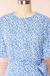 Snjoa Blue Floral Faux-Wrap Short Dress | Boutique 1861 front close up