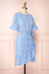 Snjoa Blue Floral Faux-Wrap Short Dress | Boutique 1861 side view