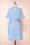 Snjoa Blue Floral Faux-Wrap Short Dress | Boutique 1861 back view