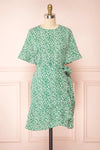 Snjoa Green Floral Faux-Wrap Short Dress | Boutique 1861 front view