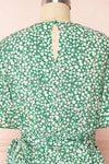 Snjoa Green Floral Faux-Wrap Short Dress | Boutique 1861 back close up
