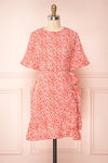 Snjoa Red Floral Faux-Wrap Short Dress | Boutique 1861 front view