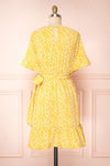 Snjoa Yellow Floral Faux-Wrap Short Dress | Boutique 1861 back view