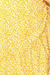 Snjoa Yellow Floral Faux-Wrap Short Dress | Boutique 1861 fabric