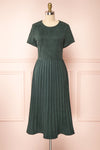 Snofn Green Short Sleeve Midi Denim Dress | Boutique 1861 front view