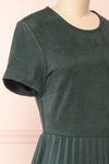 Snofn Green Short Sleeve Midi Denim Dress | Boutique 1861 side close-up
