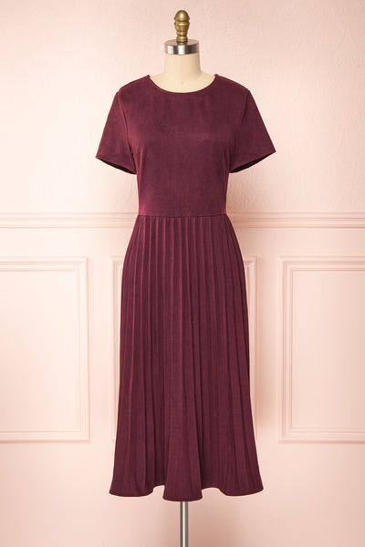 Snofn Plum Short Sleeve Denim Midi Dress | Boutique 1861 front view