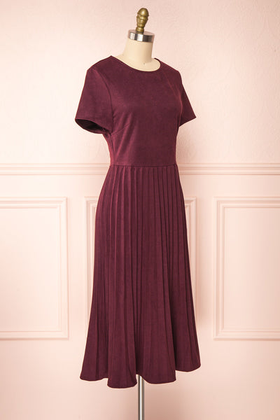 Snofn Plum Short Sleeve Denim Midi Dress | Boutique 1861 side view