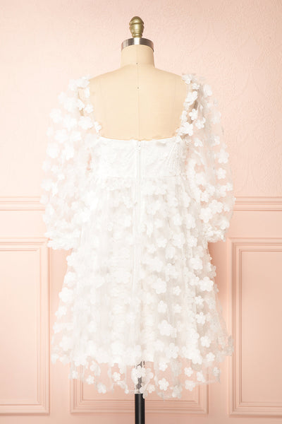 Snorri White Babydoll Dress w/ Flowers | Boutique 1861 back view