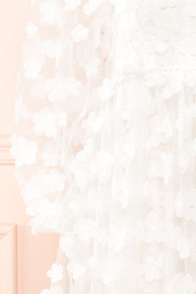 Snorri White Babydoll Dress w/ Flowers | Boutique 1861 sleeve