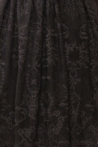 Sofie Black Short Embroidered Dress w/ V-neckline | Boutique 1861 fabric