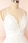 Sofie Ivory Short Embroidered Dress w/ V-neckline | Boutique 1861side view