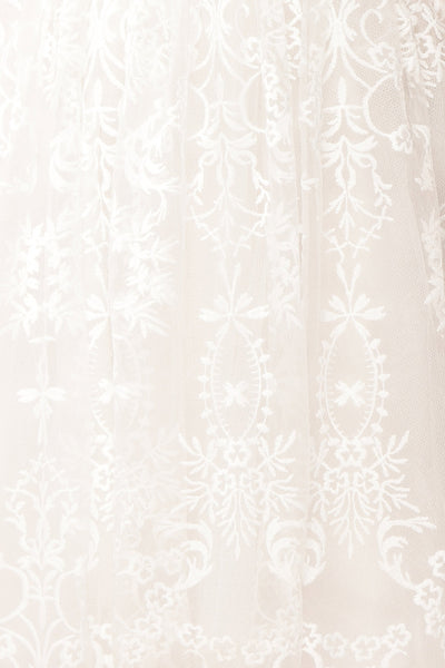 Sofie Ivory Short Embroidered Dress w/ V-neckline | Boutique 1861 fabric