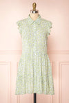 Sohvi Green Floral Button-Up Short Dress | Boutique 1861 front view
