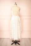 Solene White Midi Tulle Dress w/ Floral Appliqués | Boutique 1861  back view