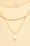 Solvi Layered Chain Necklace w/ Pearl Pendant | La petite garçonne close-up