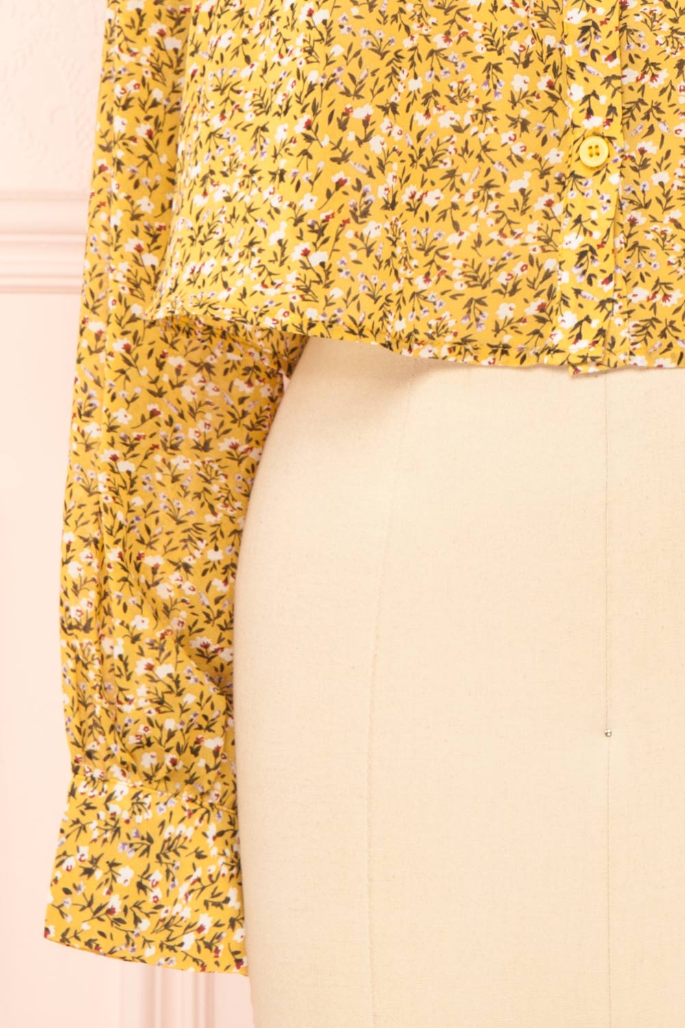 Somin Mustard Floral Long Sleeve Cropped Blouse | Boutique 1861 bottom 