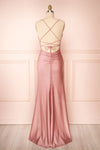 Sonia Blush Backless Mermaid Maxi Dress w/ Slit | Boutique 1861 back view