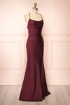 Sonia Burgundy Backless Mermaid Maxi Dress w/ Slit | Boutique 1861 side view