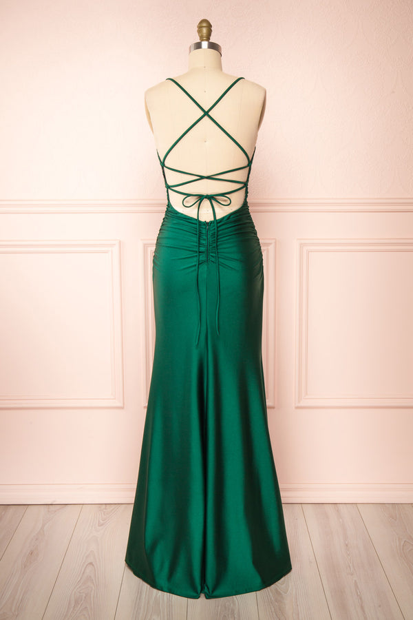 Sonia Green Backless Mermaid Maxi Dress w/ Slit | Boutique 1861