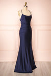 Sonia Navy Mermaid Maxi Dress w/ Slit | Boutique 1861side view