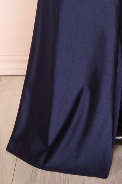 Sonia Navy Mermaid Maxi Dress w/ Slit | Boutique 1861 details