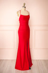 Sonia Red Backless Mermaid Maxi Dress w/ Slit | Boutique 1861 side view