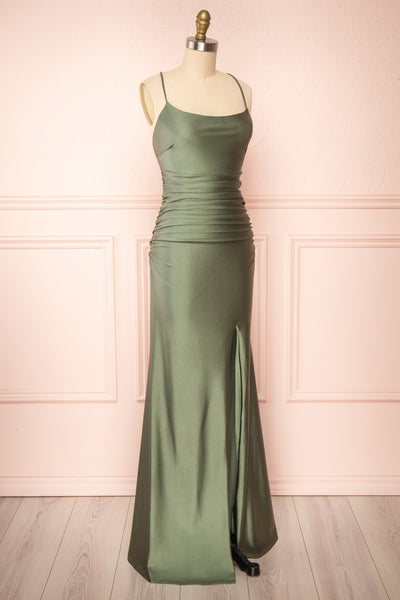 Sonia Sage Backless Mermaid Maxi Dress w/ Slit | Boutique 1861side view