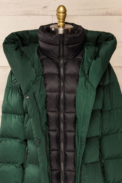 Sonny Forest Green Soia&Kyo Parka Coat with Hood | La Petite Garçonne front open close-up