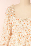 Sophie-Anne Beige Floral Layered Midi Dress | Boutique 1861 front close-up