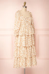 Sophie-Anne Beige Floral Layered Midi Dress | Boutique 1861 side view