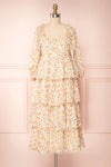 Sophie-Anne Beige Floral Layered Midi Dress | Boutique 1861 front view