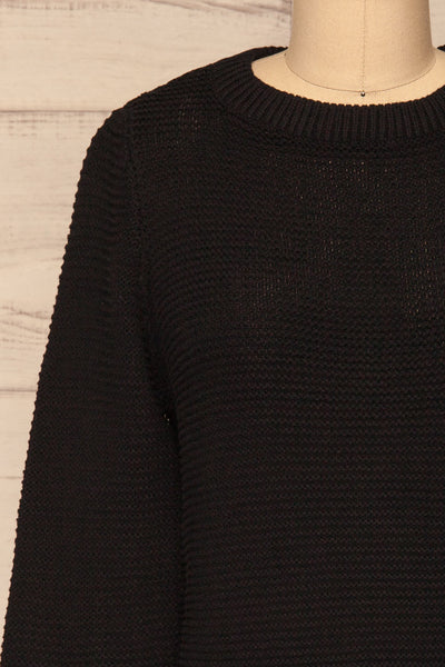 Sorinnes Black Sweater Dress | Robe Noire | La Petite Garçonne front close-up
