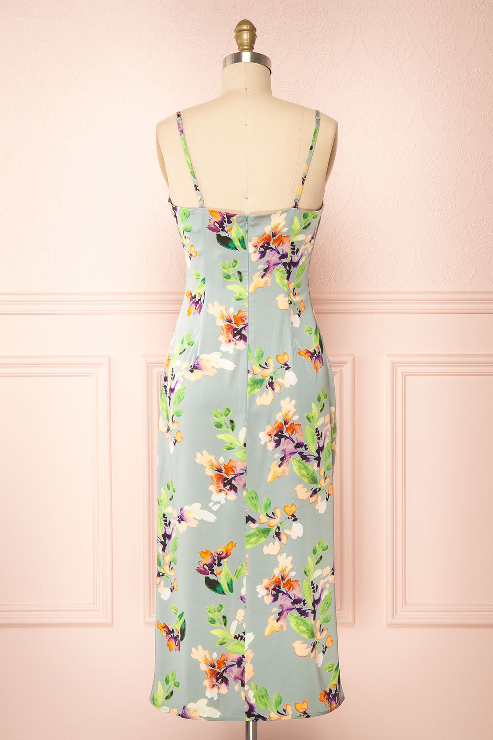 Soukeye Cowl Neck Floral Midi Dress | Boutique 1861 back close-up