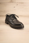 Spencer Black Laced Leather Shoes | La petite garçonne front view